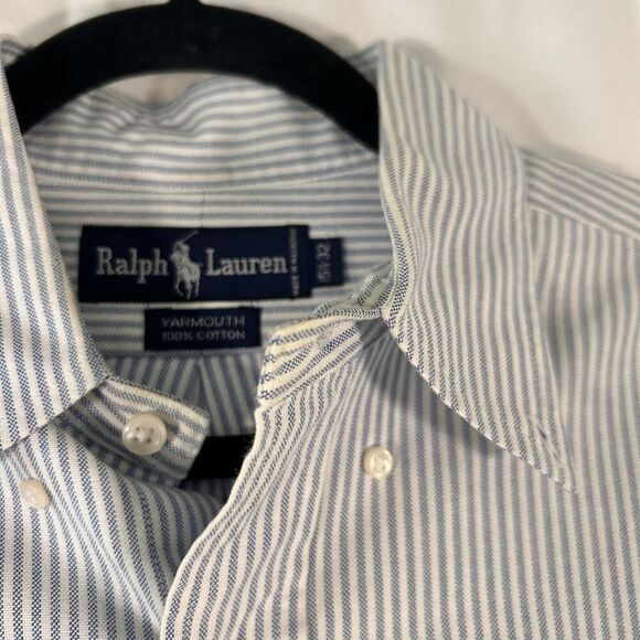 Ralph Lauren Dress Shirt Men 16 34 Striped Button Up Long Sleeve Yarmouth - Picture 5 of 10